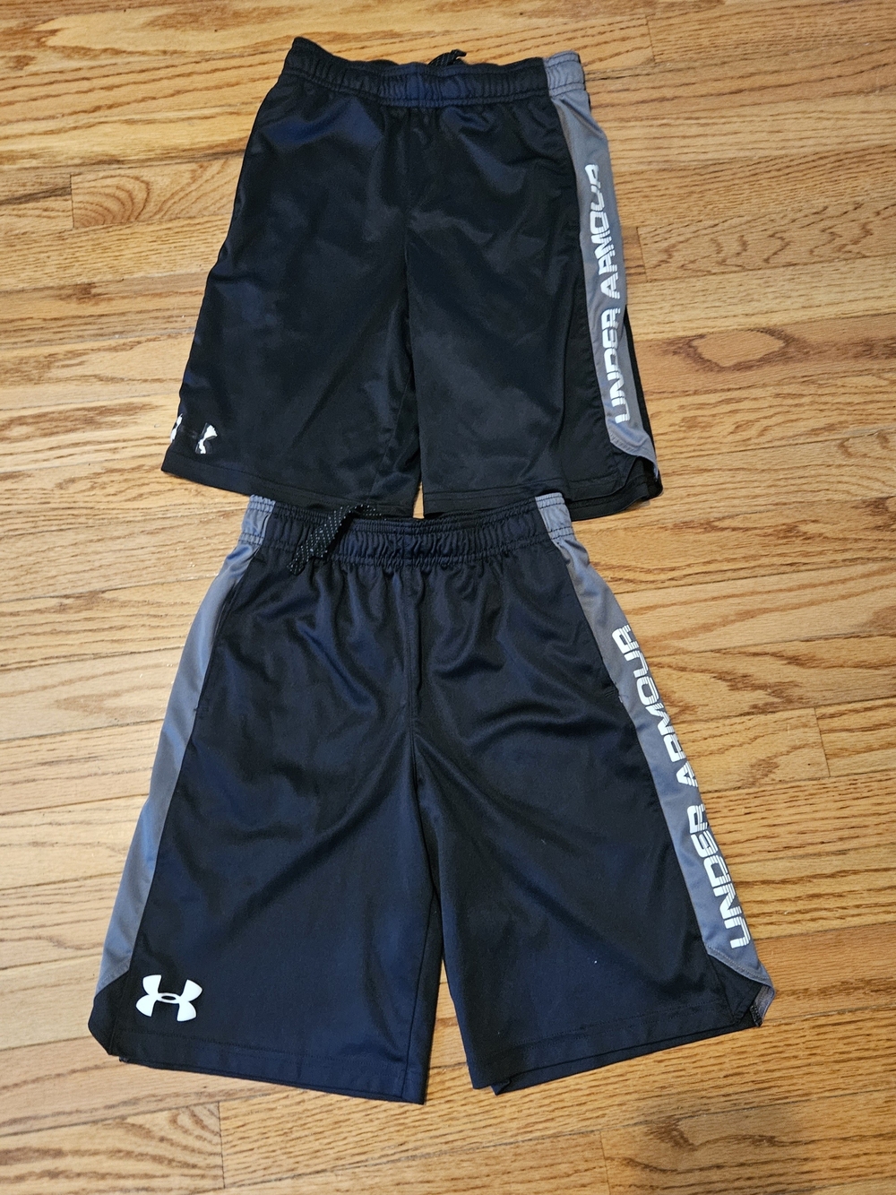 Under Armour Black Shorts with Gray Side Panels - Kids Athletic